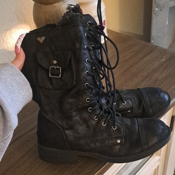 Black Roxy Lace-Up Boots - Picture 3 of 6